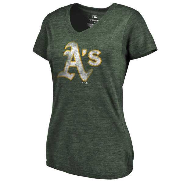 Women's Oakland Athletics Fanatics Branded Primary Distressed Team Tri Blend V Neck T-Shirt Heathered Green FengYun,We sell and wholesale Women's Oakland Athletics Fanatics Branded Primary Distressed Team Tri Blend V Neck T-Shirt Heathered Green FengYun on line form chian!